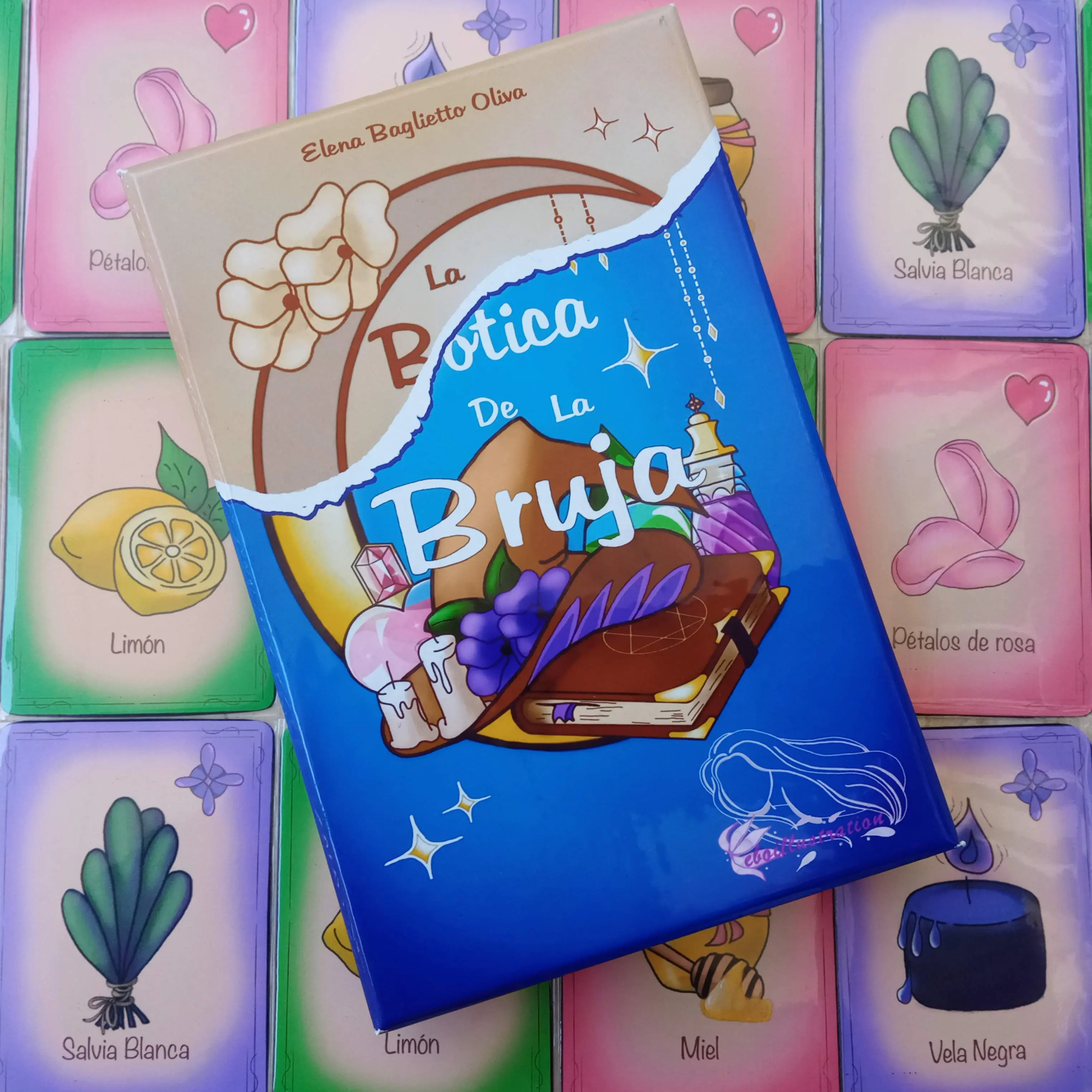 Imagen de la caja prototipo del juego de cartas de la botica de la bruja