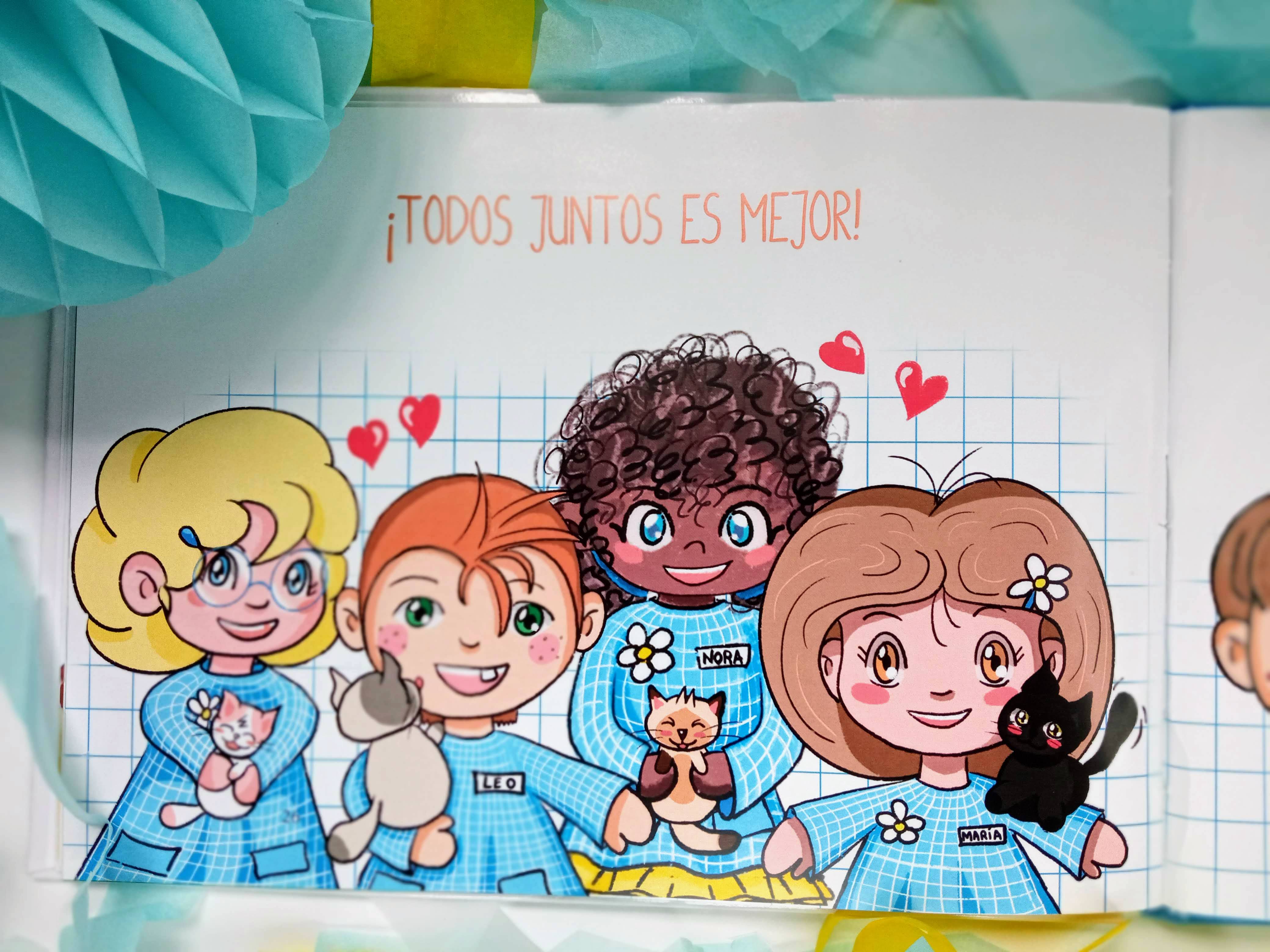 Foto de una hoja del cuento de los gatitos